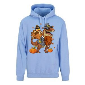 Thanksgiving Turkey Riding T Rex Dinosaur Toddler Boys Gift Unisex Surf Hoodie