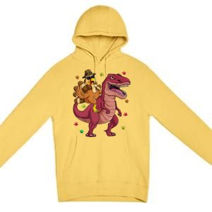 Thanksgiving Turkey Riding T Rex Dinosaur Toddler Boys Meaningful Gift Premium Pullover Hoodie