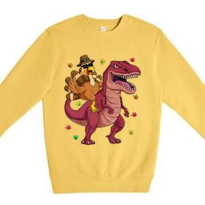 Thanksgiving Turkey Riding T Rex Dinosaur Toddler Boys Meaningful Gift Premium Crewneck Sweatshirt