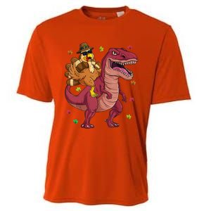 Thanksgiving Turkey Riding T Rex Dinosaur Toddler Boys Meaningful Gift Cooling Performance Crew T-Shirt