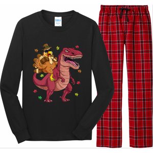 Thanksgiving Turkey Riding T Rex Dinosaur Toddler Boys Meaningful Gift Long Sleeve Pajama Set