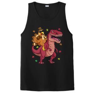 Thanksgiving Turkey Riding T Rex Dinosaur Toddler Boys Meaningful Gift PosiCharge Competitor Tank