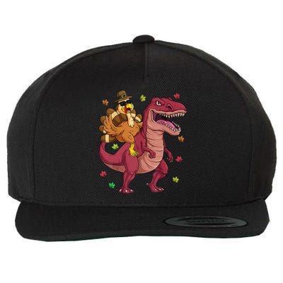 Thanksgiving Turkey Riding T Rex Dinosaur Toddler Boys Meaningful Gift Wool Snapback Cap