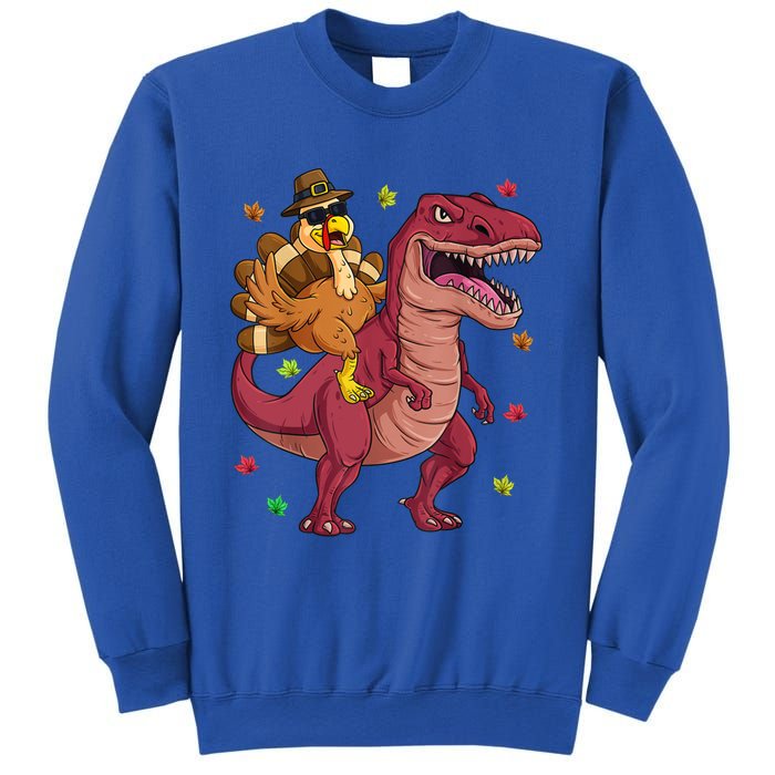 Thanksgiving Turkey Riding T Rex Dinosaur Toddler Boys Meaningful Gift Sweatshirt