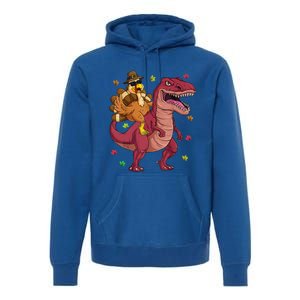 Thanksgiving Turkey Riding T Rex Dinosaur Toddler Boys Meaningful Gift Premium Hoodie