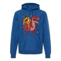 Thanksgiving Turkey Riding T Rex Dinosaur Toddler Boys Meaningful Gift Premium Hoodie