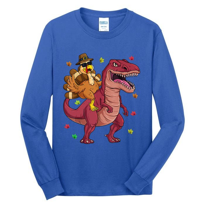 Thanksgiving Turkey Riding T Rex Dinosaur Toddler Boys Meaningful Gift Tall Long Sleeve T-Shirt