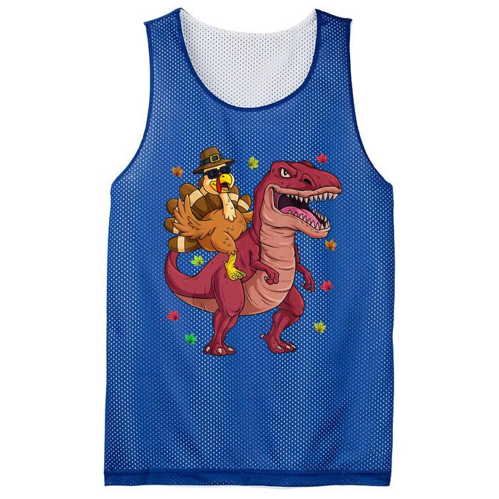 Thanksgiving Turkey Riding T Rex Dinosaur Toddler Boys Meaningful Gift Mesh Reversible Basketball Jersey Tank