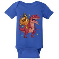 Thanksgiving Turkey Riding T Rex Dinosaur Toddler Boys Meaningful Gift Baby Bodysuit