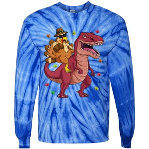 Thanksgiving Turkey Riding T Rex Dinosaur Toddler Boys Meaningful Gift Tie-Dye Long Sleeve Shirt