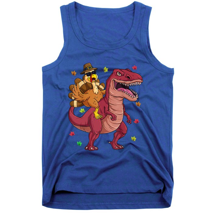 Thanksgiving Turkey Riding T Rex Dinosaur Toddler Boys Meaningful Gift Tank Top