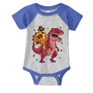 Thanksgiving Turkey Riding T Rex Dinosaur Toddler Boys Meaningful Gift Infant Baby Jersey Bodysuit