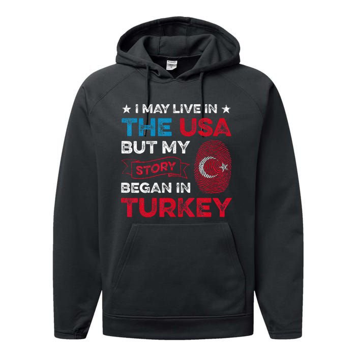 Turkey Turkish Roots Turkish Heritage Proud Turkish Flag Performance Fleece Hoodie