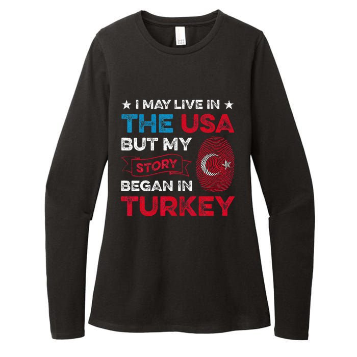 Turkey Turkish Roots Turkish Heritage Proud Turkish Flag Womens CVC Long Sleeve Shirt