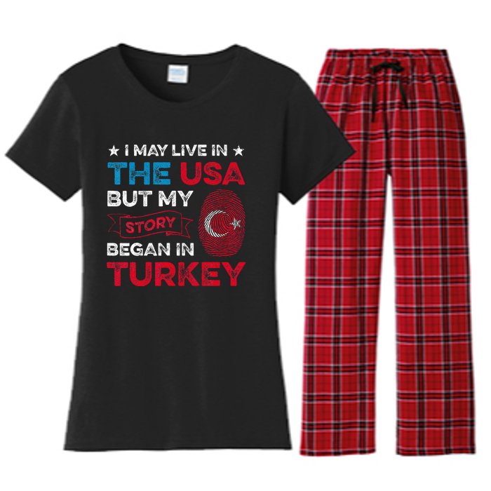 Turkey Turkish Roots Turkish Heritage Proud Turkish Flag Women's Flannel Pajama Set