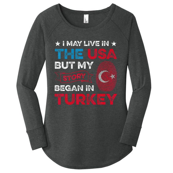 Turkey Turkish Roots Turkish Heritage Proud Turkish Flag Women's Perfect Tri Tunic Long Sleeve Shirt