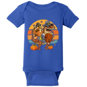 Thanksgiving Turkey Riding T Rex Dinosaur Toddler Boys Meaningful Gift Baby Bodysuit