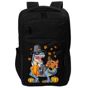 Thanksgiving Turkey Riding T Rex Dinosaur Toddler Boys Gift Impact Tech Backpack