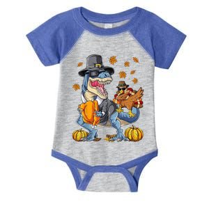 Thanksgiving Turkey Riding T Rex Dinosaur Toddler Boys Gift Infant Baby Jersey Bodysuit