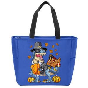 Thanksgiving Turkey Riding T Rex Dinosaur Toddler Boys Gift Zip Tote Bag