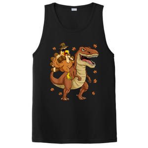 Thanksgiving Turkey Riding T Rex Dinosaur Toddler Boys Cute Gift PosiCharge Competitor Tank