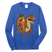 Thanksgiving Turkey Riding T Rex Dinosaur Toddler Boys Cute Gift Long Sleeve Shirt