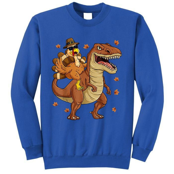 Thanksgiving Turkey Riding T Rex Dinosaur Toddler Boys Cute Gift Sweatshirt