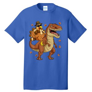 Thanksgiving Turkey Riding T Rex Dinosaur Toddler Boys Cute Gift Tall T-Shirt