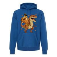 Thanksgiving Turkey Riding T Rex Dinosaur Toddler Boys Cute Gift Premium Hoodie