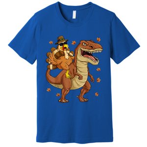 Thanksgiving Turkey Riding T Rex Dinosaur Toddler Boys Cute Gift Premium T-Shirt