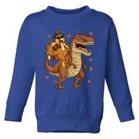 Thanksgiving Turkey Riding T Rex Dinosaur Toddler Boys Cute Gift Toddler Sweatshirt