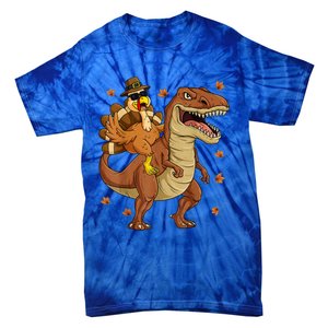 Thanksgiving Turkey Riding T Rex Dinosaur Toddler Boys Cute Gift Tie-Dye T-Shirt