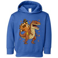 Thanksgiving Turkey Riding T Rex Dinosaur Toddler Boys Cute Gift Toddler Hoodie