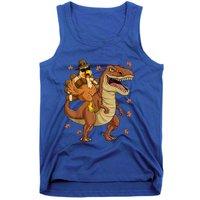 Thanksgiving Turkey Riding T Rex Dinosaur Toddler Boys Cute Gift Tank Top