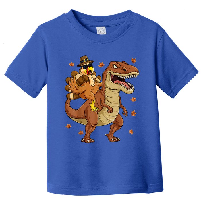 Thanksgiving Turkey Riding T Rex Dinosaur Toddler Boys Cute Gift Toddler T-Shirt