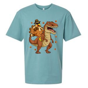 Thanksgiving Turkey Riding T Rex Dinosaur Toddler Boys Cute Gift Sueded Cloud Jersey T-Shirt