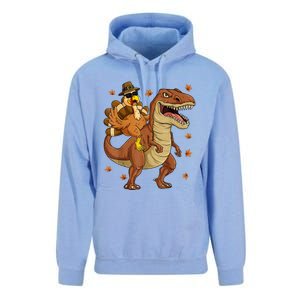 Thanksgiving Turkey Riding T Rex Dinosaur Toddler Boys Cute Gift Unisex Surf Hoodie