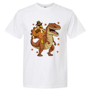 Thanksgiving Turkey Riding T Rex Dinosaur Toddler Boys Cute Gift Garment-Dyed Heavyweight T-Shirt