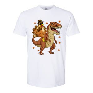 Thanksgiving Turkey Riding T Rex Dinosaur Toddler Boys Cute Gift Softstyle CVC T-Shirt