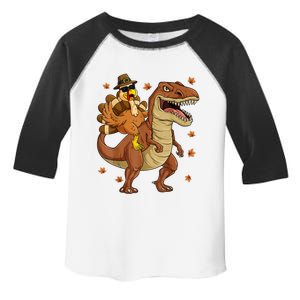 Thanksgiving Turkey Riding T Rex Dinosaur Toddler Boys Cute Gift Toddler Fine Jersey T-Shirt