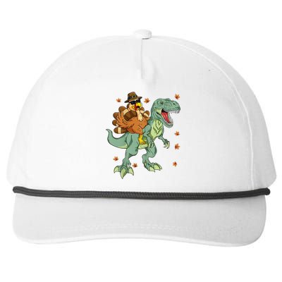 Thanksgiving Turkey Riding T Rex Dinosaur Toddler Boys Gift Snapback Five-Panel Rope Hat