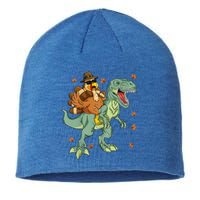 Thanksgiving Turkey Riding T Rex Dinosaur Toddler Boys Gift Sustainable Beanie