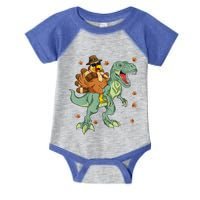 Thanksgiving Turkey Riding T Rex Dinosaur Toddler Boys Gift Infant Baby Jersey Bodysuit