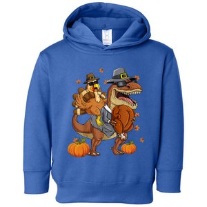 Thanksgiving Turkey Riding T Rex Dinosaur Toddler Boys Gift Toddler Hoodie