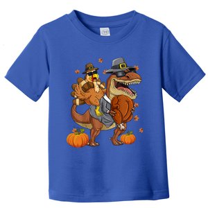 Thanksgiving Turkey Riding T Rex Dinosaur Toddler Boys Gift Toddler T-Shirt