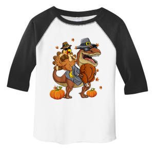 Thanksgiving Turkey Riding T Rex Dinosaur Toddler Boys Gift Toddler Fine Jersey T-Shirt