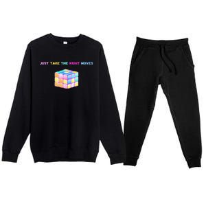 Take The Right Moves Fun Puzzle Cube Speed Games Lover Premium Crewneck Sweatsuit Set