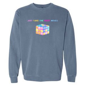 Take The Right Moves Fun Puzzle Cube Speed Games Lover Garment-Dyed Sweatshirt