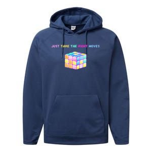 Take The Right Moves Fun Puzzle Cube Speed Games Lover Performance Fleece Hoodie