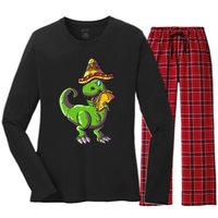 Tacosaurus T Rex Mexico Taco Dinosaurier Cinco de Mayo Gift Women's Long Sleeve Flannel Pajama Set 